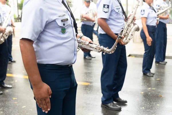 Salvador Bahia Brasil Septiembre 2022 Soldados Fuerza Aérea Música Desfilan —  Fotos de Stock