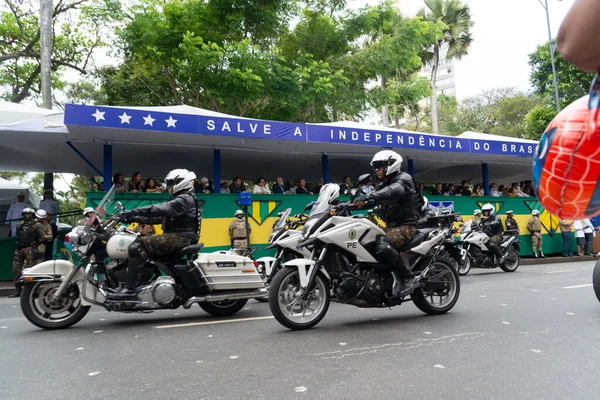 Salvador Bahia Brasile Settembre 2022 Polizia Militare Viene Vista Andare — Foto Stock