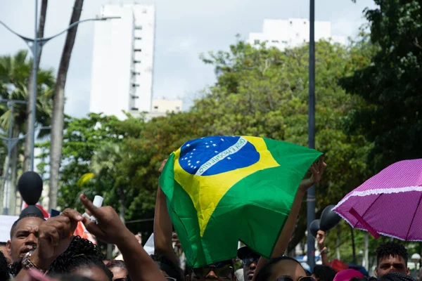 stock image Salvador, Bahia, Brazil - September 07, 2022: Nurses are seen protesting during the Brazilian independence parade in the city of Salvador.