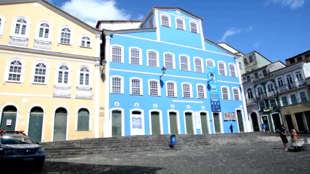 Pohled Dům Spisovatele Jorgeho Amada Pelourinho Kde Procházejí Turisté Lidé — Stock video