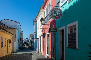 Salvador, Bahia, Brezilya - 19 Ağustos 2023: Salvador Tarih Merkezi Pelourinho 'dan görüntü. Bahia, Brezilya.