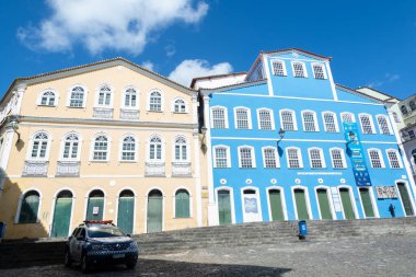 Salvador, Bahia, Brezilya - 19 Ağustos 2023: Salvador 'un tarihi merkezi Pelourinho' daki Jorge Amado ev vakfının görüntüsü. Bahia Brezilya.