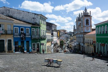 Salvador, Bahia, Brezilya - 19 Ağustos 2023: Salvador Tarih Merkezi Ladeira do Pelourinho 'dan görüntü. Bahia Brezilya.