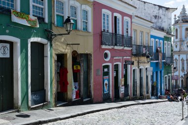 Salvador, Bahia, Brezilya - 19 Ağustos 2023: Salvador Tarih Merkezi Pelourinho 'dan görüntü. Bahia, Brezilya.