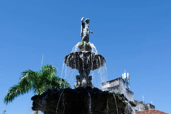 Salvador Bahia Brasil Agosto 2023 Fonte Água Corrente Praça Terreiro — Fotografia de Stock