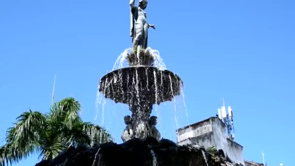 Pelourinho Daki Terreiro Jesus Çeşmesine Karşı Mavi Gökyüzü Salvador Şehrinin — Stok video