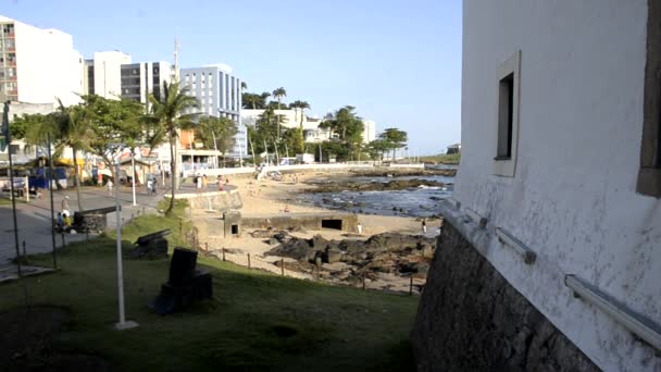 Salvador Bahia Brazilië Augustus 2023 Praia Porto Barra Vol Toeristen — Stockvideo