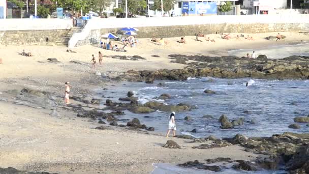 Salvador Bahia Brasil Agosto 2023 Praia Porto Barra Dia Ensolarado — Vídeo de Stock