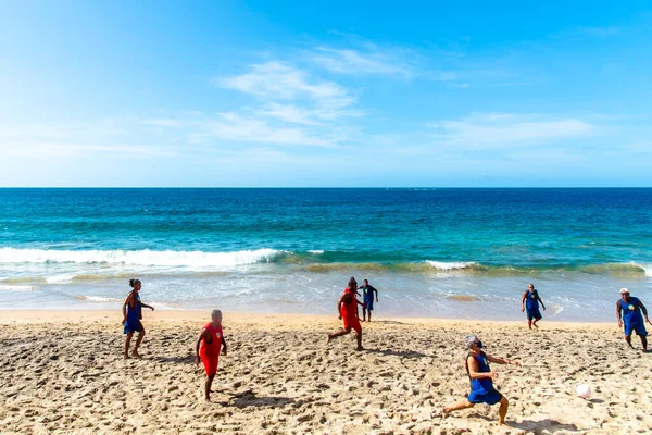 Сальвадор Баия Бразилия Февраля 2022 Года Мужчин Видели Играющими Пляжный — стоковое фото