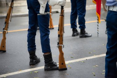 Salvador, Bahia, Brezilya - 07 Eylül 2023: Brezilya 'nın Bahia kentindeki Brezilya bağımsızlık yürüyüşü sırasında hava kuvvetleri askerleri görüldü