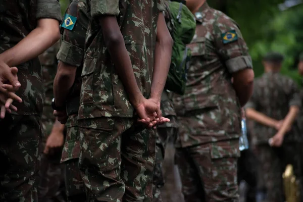 Сальвадор Баия Бразилия Сентября 2023 Года Армейские Солдаты Ждут Начала — стоковое фото