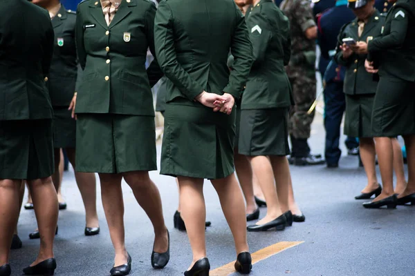 Salvador Bahia Βραζιλία Σεπτέμβριος 2023 Γυναίκες Αξιωματικοί Του Στρατού Φαίνεται — Φωτογραφία Αρχείου