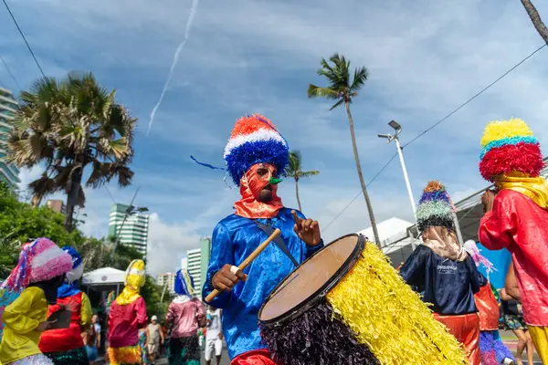 Salvador Bahia Brazylia Lutego 2023 Grupa Kulturalna Zambiapunga Parady Podczas — Zdjęcie stockowe