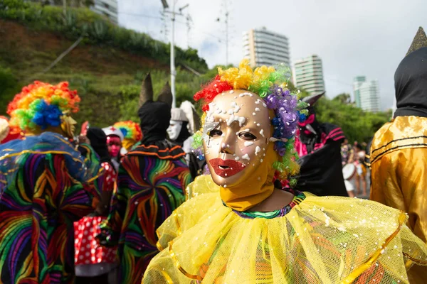 Сальвадор Баия Бразилия Февраля 2023 Года Члены Культурной Группы Масках — стоковое фото