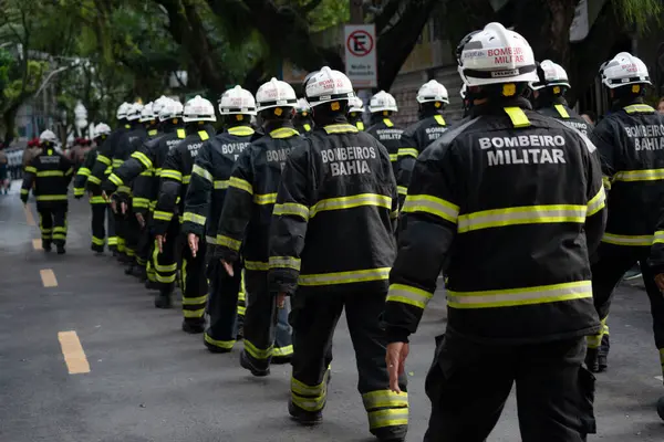 Salvador Bahia Brasil September 2023 Pemadam Kebakaran Militer Terlihat Selama Stok Lukisan  