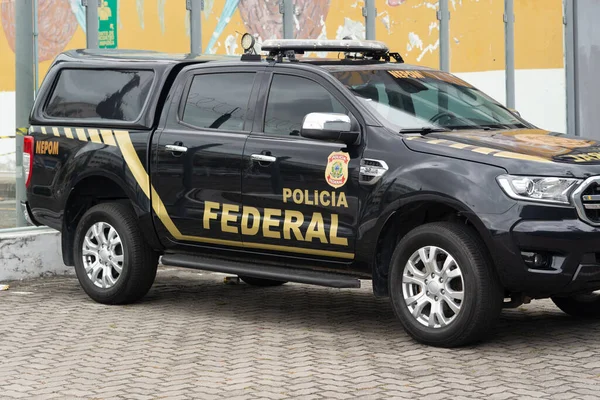 Stock image Salvador, Bahia, Brazil - October 08, 2023: Ford federal police car, parked at the sea port of the city of Salvador, Bahia.