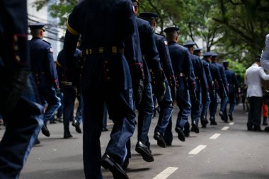 Salvador, Bahia, Brezilya - 07 Eylül 2023: Brezilya 'nın Bahia kentindeki Salvador kentinde düzenlenen Bağımsızlık Günü anma töreninde ordu subayları görülüyor.