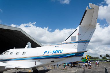 Salvador, Bahia, Brezilya - 11 Kasım 2014: Brezilya hava kuvvetlerinin PT-MBU uçağı, Bahia 'nın Salvador kentindeki Açık Havacılık Kapıları sergisinde görüldü.