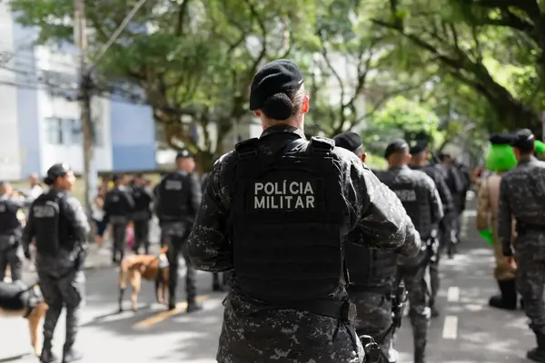 Salvador Bahia Brasil September 2023 Tentara Polisi Militer Terlihat Selama Stok Foto