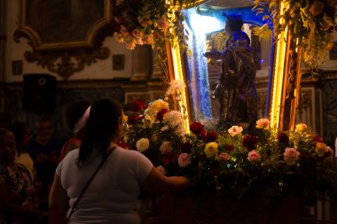 Salvador, Bahia, Brezilya - 13 Aralık 2023: Santa Luzia Heykeli, Salvador, Bahia, Brezilya 'daki Pilar Kilisesi' nde sergilenmektedir.