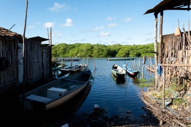 Aratuipe, Bahia, Brazil - May 30, 2015: Facade of a brickworks with wooden walls in Maragogipinho, city of Aratuipe in Bahia.
