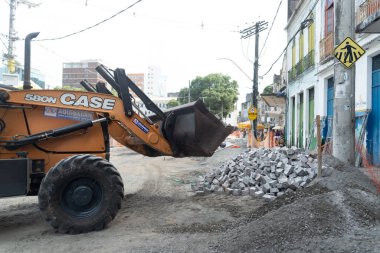 Salvador, Bahia, Brezilya - 05 Ocak 2024: Bahia 'nın Salvador kentindeki ticari bölgede Rua da Conceicao da Praia' da inşaat alanı.