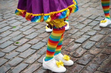 Maragogipe, Bahia, Brezilya - 11 Şubat 2024: Bahia 'daki Maragogipe kentindeki karnaval sırasında kostümlü alt kesim eğleniyor.