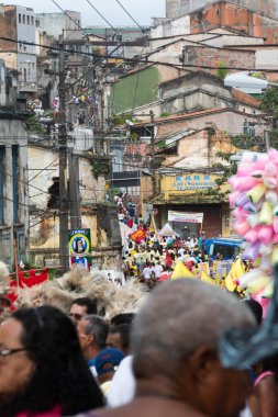 Salvador; Bahia; Brazil - July 2; 2015: Crowds participate in the celebrations of Bahia's independence, in Pelourinho, in Salvador. clipart