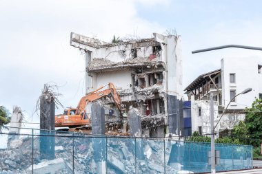 Salvador, Bahia, Brezilya - 15 Eylül 2019: Salvador, Bahia 'da yıkılan bir binanın görüntüsü.