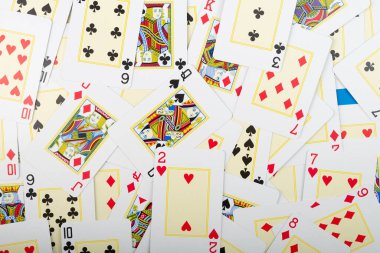 Playing cards for poker and gambling, isolated on blue background. clipart