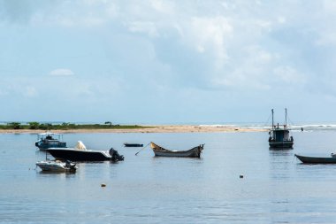 Itacare, Bahia, Brezilya - 06 Ekim 2019: Bahia 'nın Itacare kentindeki ana plaj manzarası.