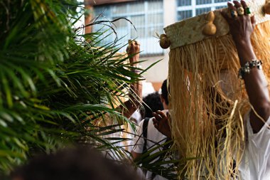 Salvador, Bahia, Brezilya - 16 Ağustos 2019: Bahia 'nın Salvador kentindeki Sao Roque anısına Candomble üyeleri.