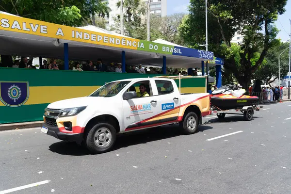 stock image Salvador, Bahia, Brazil - September 07, 2024: Salvamar car is seen during the Brazilian Independence Day parade in the city of Salvador.