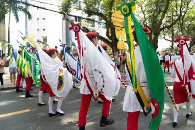 Salvador, Bahia, Brazil - September 07, 2024: Students from the Army school are seen parading in celebration of Brazilian independence in the city of Salvador, Bahia. clipart