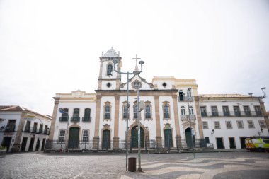 Salvador, Bahia, Brezilya - 15 Ocak 2025: Brezilya 'nın Salvador kentinin tarihi merkezi Pelourinho' daki Sao Domingos Gusmao Kilisesi.