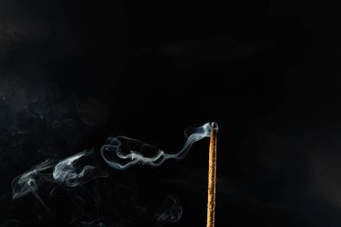 Esmer arka planda tütsü tütsülerinin yakın plan görüntüsü. Stüdyo çekimi.