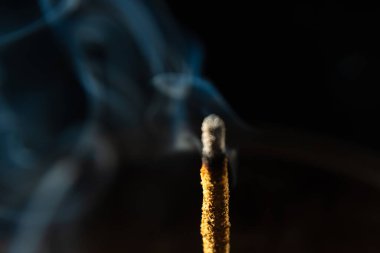 Yumuşak mavi tonlarda tütsü dumanı. Stüdyo çekimi.