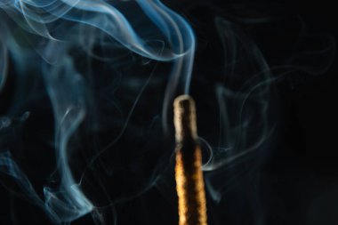 Yumuşak mavi tonlarda tütsü dumanı. Stüdyo çekimi.