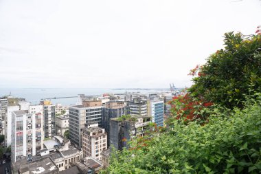 Salvador, Bahia, Brezilya - 15 Ocak 2025: Brezilya 'nın Salvador kentindeki ticari bölgenin en iyi manzarası.