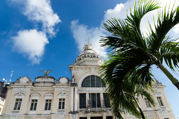 Salvador, Bahia, Brezilya - 07 Haziran 2025: Brezilya 'nın Salvador şehrinin tarihi merkezinde yer alan Palacio Rio Branco' nun dış cephesi.
