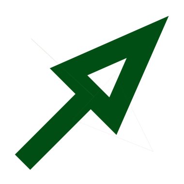 Sağ tarafı gösteren yeşil bir ok. Ağ ve uygulamalar için konuşma balonu. Projeler için simge. İllüzyon. Şekil, geometri.