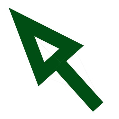 Solu gösteren yeşil bir ok. Ağ ve uygulamalar için konuşma balonu. Projeler için simge. İllüzyon. Şekil, geometri.