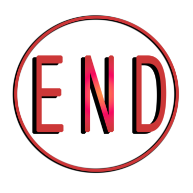 Web için konuşma balonu ve içinde End yazan bir daire şeklinde uygulama. Projeler için simge. İllüzyon. Şekil, geometri. Kelimeler