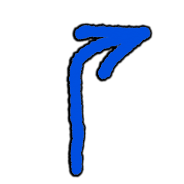 Gölgeli mavi ok çizimi. Çizgi ve simge elle çizilmiş. Vektör çizimi, düz tasarım. İzole edilmiş bir arkaplanda karalama çizimi.