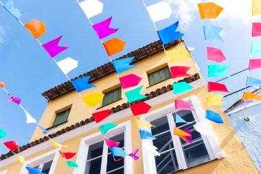 Salvador, Bahia, Brezilya - 18 Haziran 2025: Brezilya 'nın Salvador kentindeki Sao Joao festivali için dekorasyon.