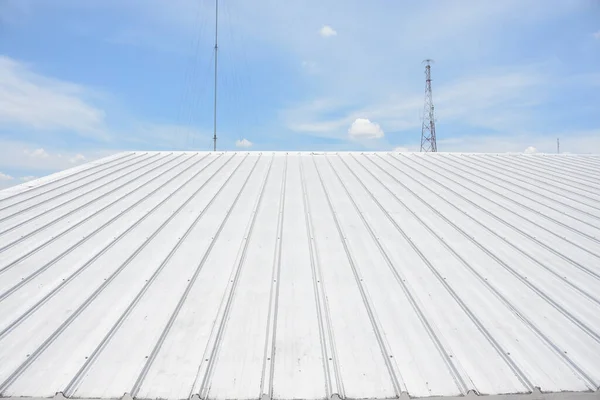 Metal Sheet Roofing Commercial Construction Blue Sky — Stock Photo, Image