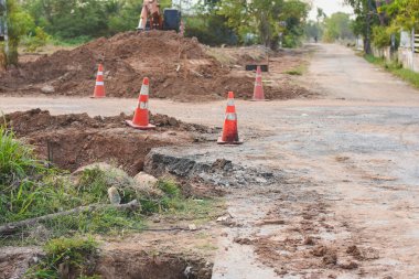 İnşaat halindeki yola yakın çekim