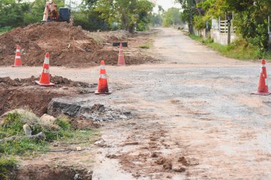 İnşaat halindeki yola yakın çekim