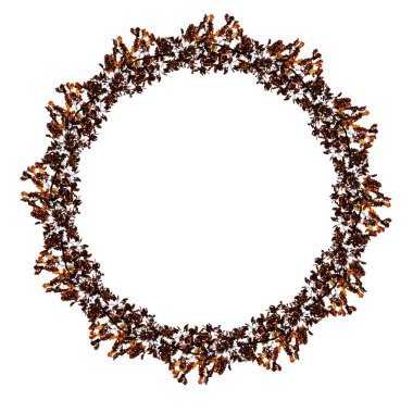 Beyaz arka planda meşe dalları desenli bir peçete tasviri