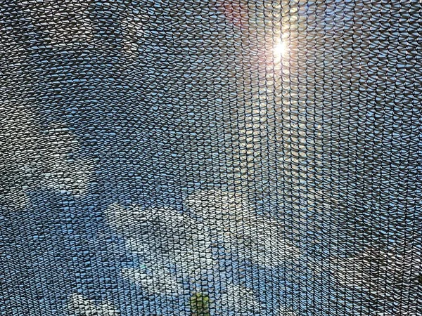 Black Sun Shade Net White Clouds Sun Could Seen Clearly — Stock Photo, Image